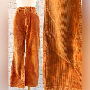 Fall Bleached Corduroy Pants Orange Brown Bootcut Wide Leg Flared Grunge Hippie